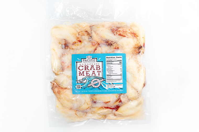 Pacific Dream Seafoods Dungeness crab fry legs vacuum pack front