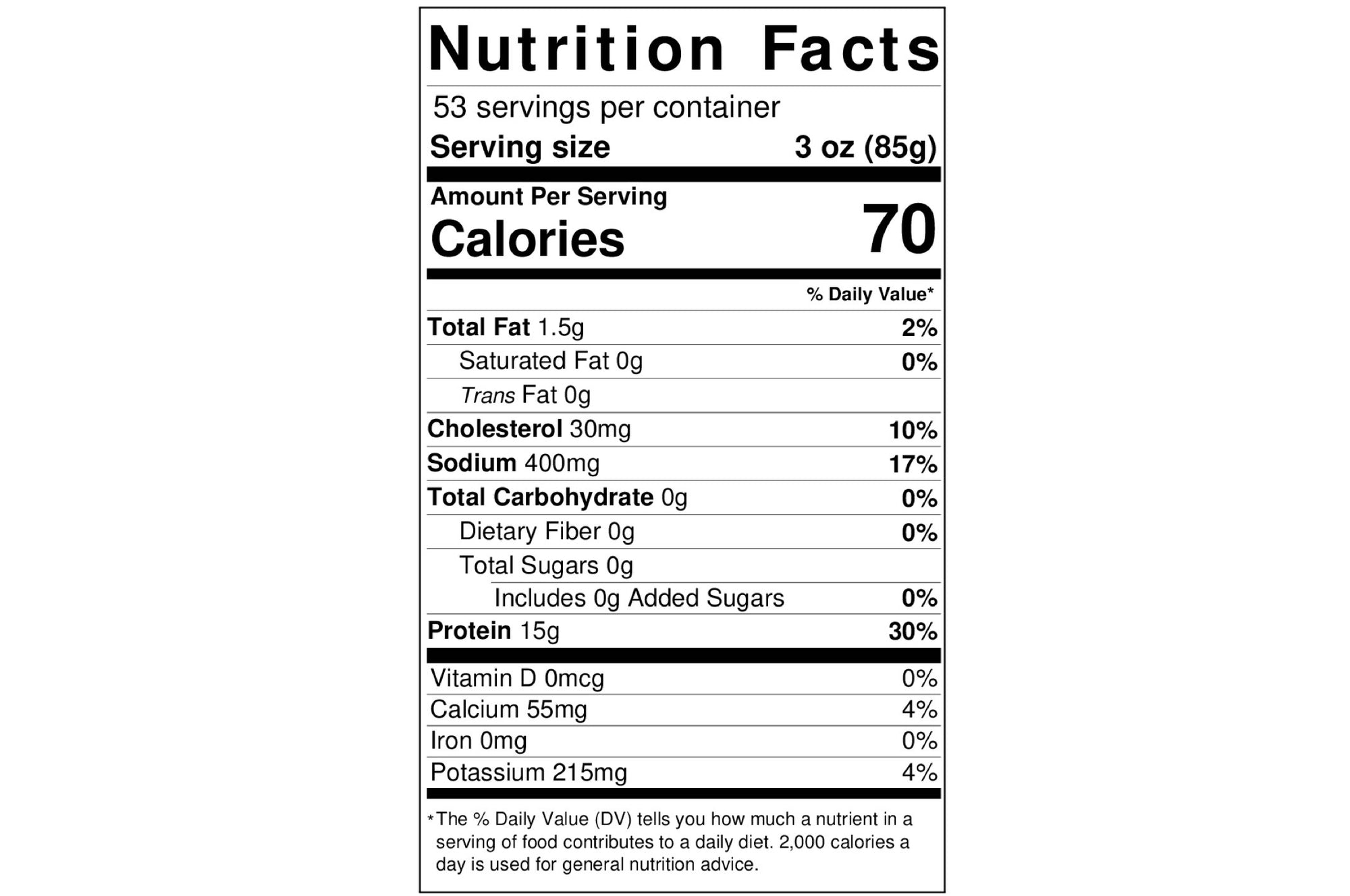 Pacific Dream Seafoods Dungeness crab sections nutrition label