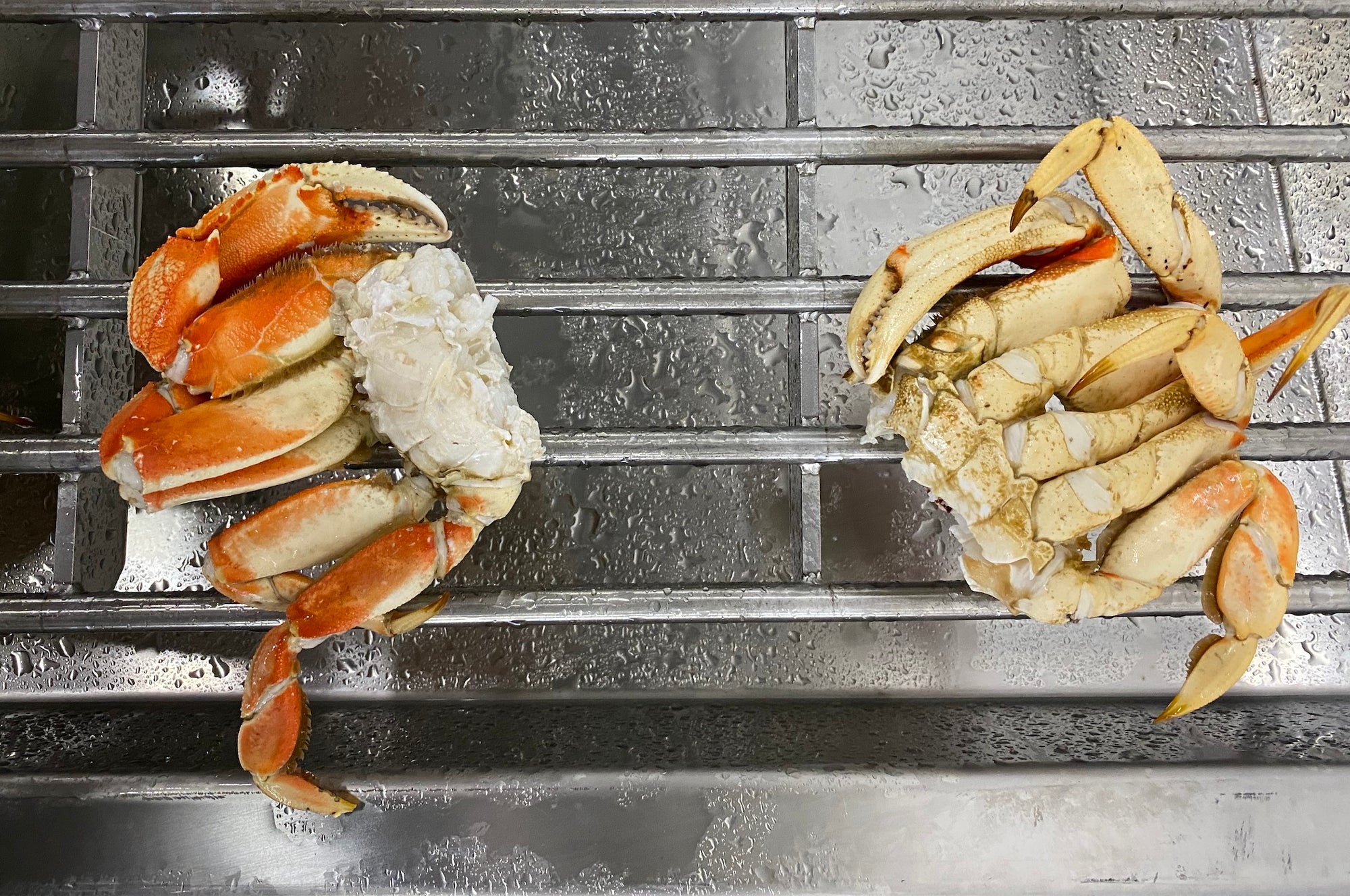 Pacific Dream Seafoods Dungeness crab sections on grill